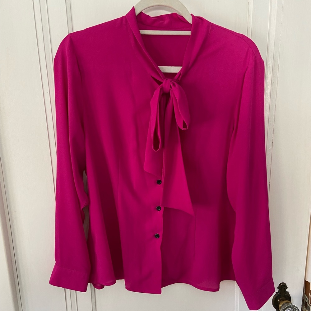 Custom Made Tie Blouse Magenta (L)